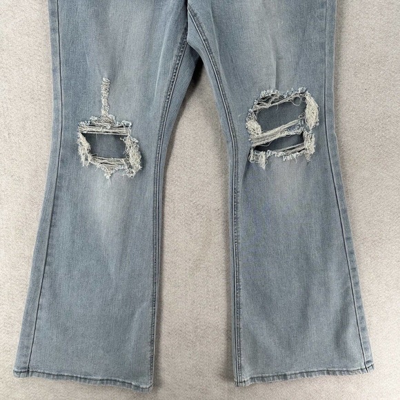 Indigo Rein High Rise Flare Leg Curvy Jeans Womens 15 Stretch Denim Blue Ripped - Picture 4 of 14